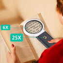 with LED Light and Stand Shatterproof Magnify Glass Handheld Foldable Magnifier