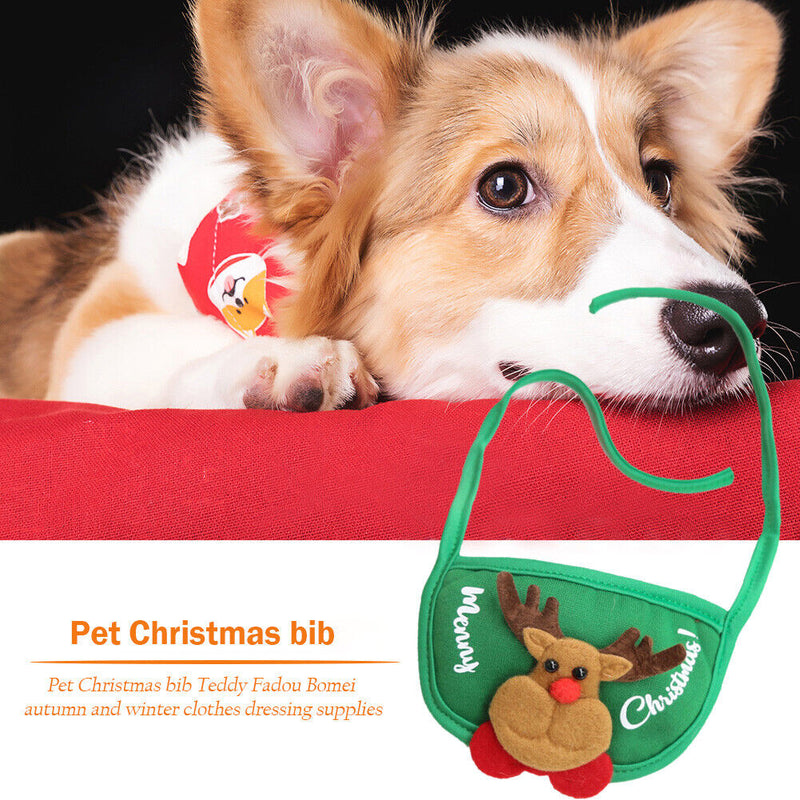 Cat Dog Winter Decorative Clothes Christmas Hat Collar Bib Dress up Pet Suppl