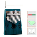 17 Key Portable Mahogany Kalimba Wooden Thumb Piano with Armrests (Blue) Newly
