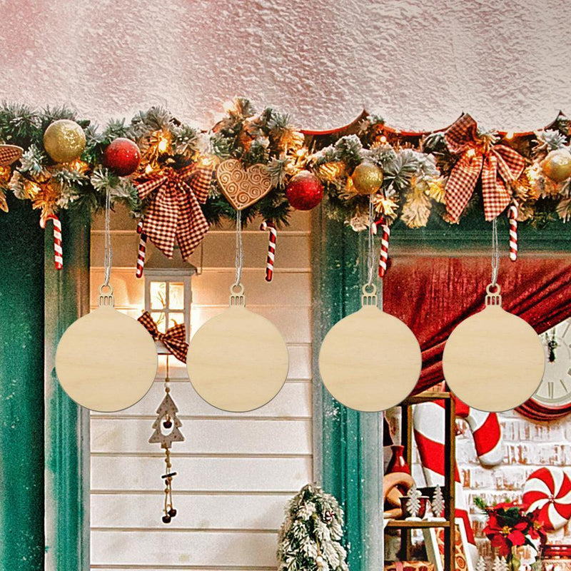 50pcs Wooden Christmas Pendents Xmas Tree Hanging Ornaments Wedding Decor