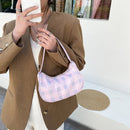Fashion Women Plaid Print Underarm Bag Casual Small Hobos Handbags (Pink)