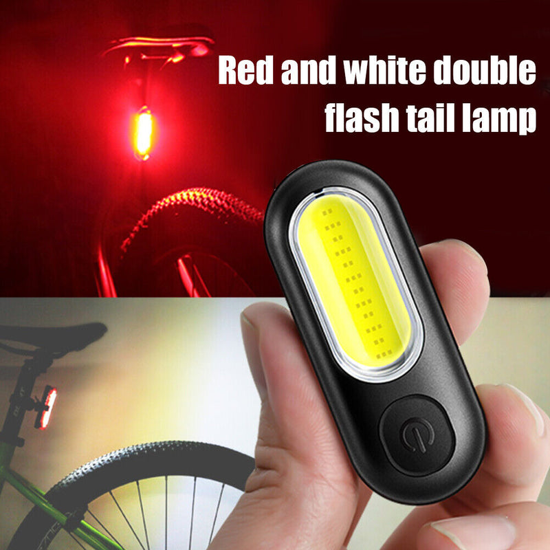 COB LED Bicycle Lamp USB Rechargeable 5 Modes Red White MTB Road Bike Taillight