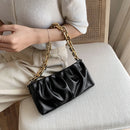Women Chain Evening Clutch Pleated Solid Shoulder Handbag Party Elegant Totes
