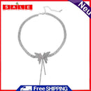 Butterfly Crystal Necklace Women Elegant Tassel Long Clavicle Chain Jewelry Gift