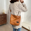 Fashion Women Messenger Tote Bag Solid PU Casual Shoulder Handbag Bucket Satchel