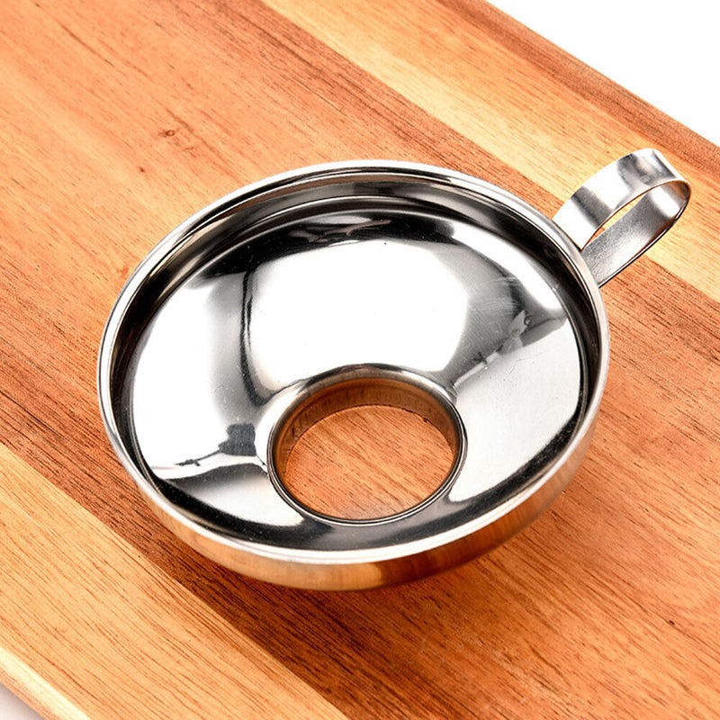 Wide Mouth Liquid Funnel Stainless Steel Canning Flask Hopper Filter (L)