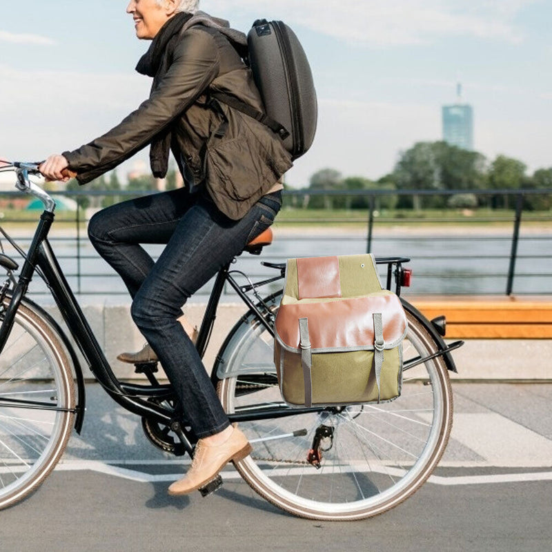 MTB Bicycle Rear Rack Carrier Trunk Bag Bike Tail Seat Pannier Pack (Khaki)