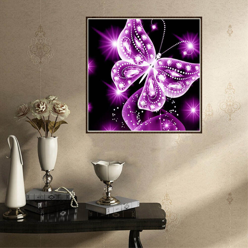 Butterfly 5D Full Drill Diamond Painting Embroidery DIY Cross Stitch(Pink) Newly