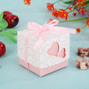 10pcs Double Hollow Heart Design Ribbon Candy Boxes Cut Wedding Party Favor G