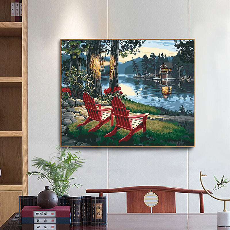 Riverside Night Oil Paint By Numbers Kit DIY Home Decoration Gift Wall Pictures