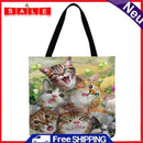 Motingdi Women's Cat Printed Shopping Bag, Large Capacity,