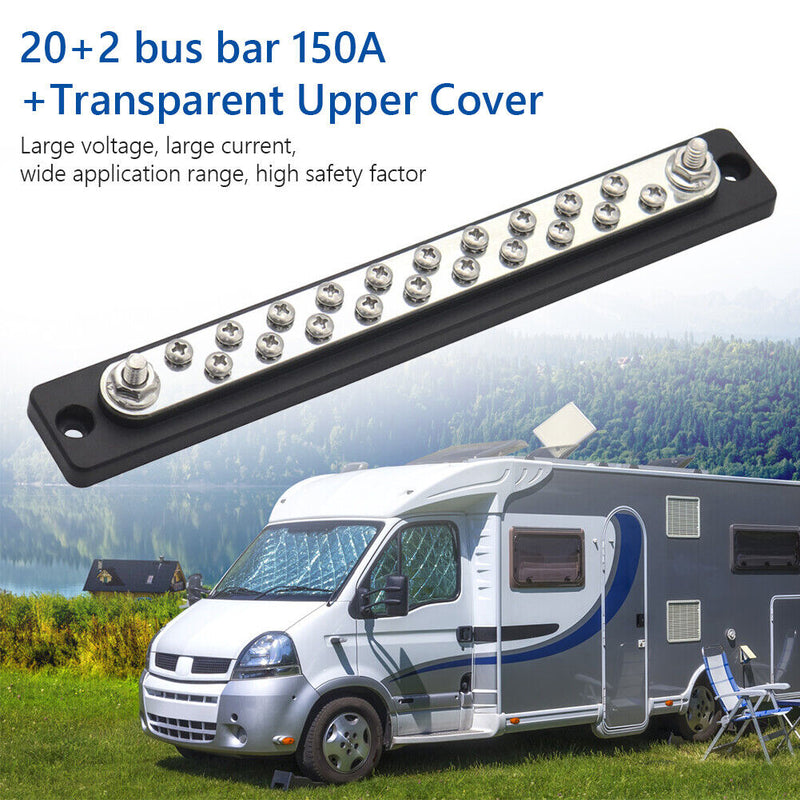 Bus Bar 48V 150 Amp Busbar with Clear Cover for Truck Boat RV (AOA1140-A) Newly