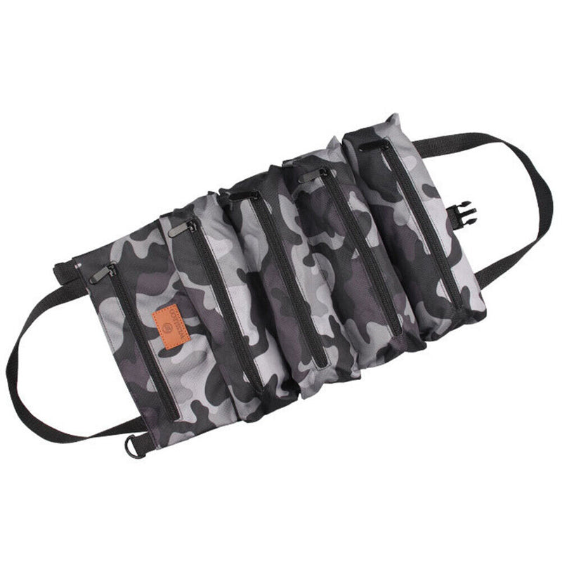 Roll Up Tool Storage Bag Outdoor Oxford Carrier Pouch (Camouflage Grey) Newly