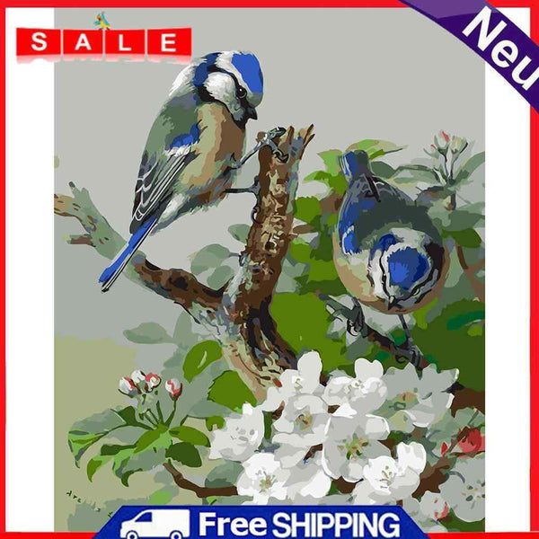 40x50cm Coloring Painting Canvas Drawing Two Blue Birds Digital Coding Picture
