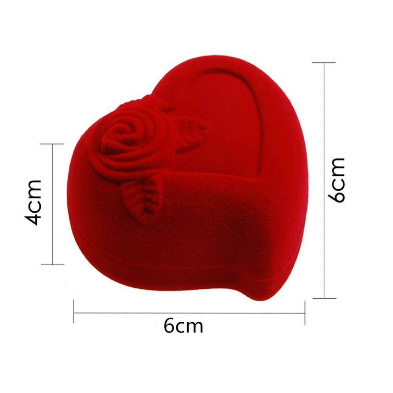 Gift Storage Engagement Jewelry Box Wedding Ring Box Red Heart Velvet Ring Box