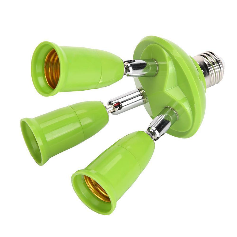 3 in 1 E27 to E27 Lamp Base Socket Splitter LED Light Bulb Holder (Green) Newly
