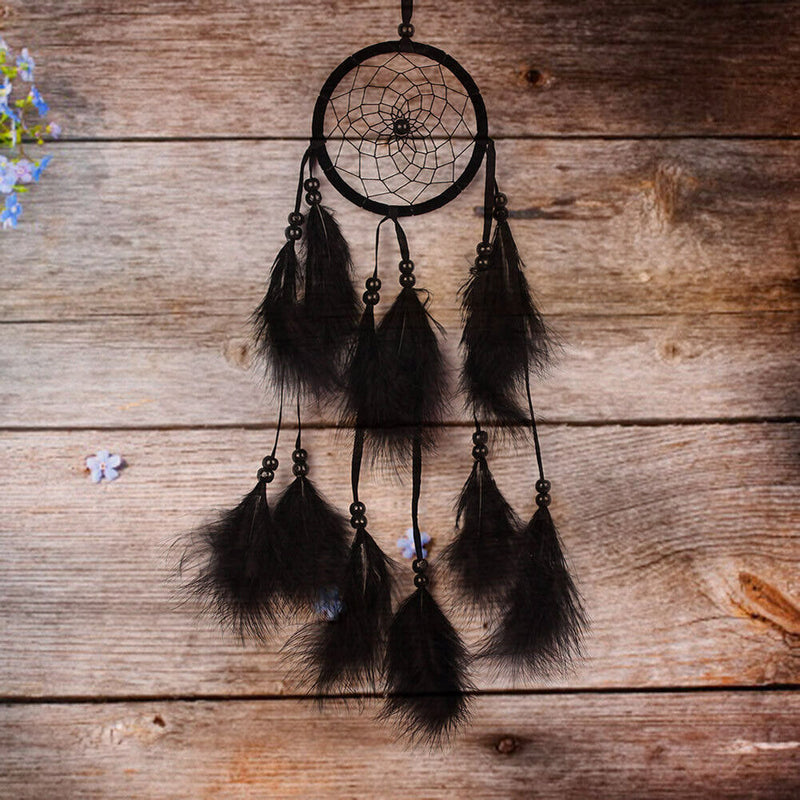 Bead Dream Catcher Black Feather Crafts Handmade Home Hanging Gifts Newly