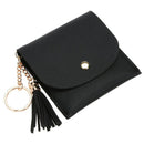 Fashion Mini Small Wallet Soft Leather Purse Tassel Card Coin Holder(Black)