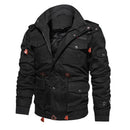 Men Long-Sleeves Casual Thicken Fleece Hooded Cotton Coat Pockets Zipper Jacket