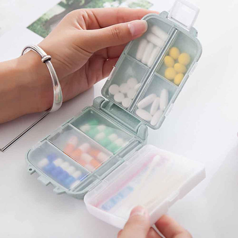Portable Pill Box 3-layer Dispenser Tablet Medicine Travel Home (Blue)