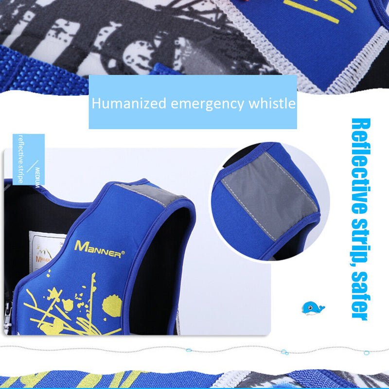 Children Buoy Life Vest Swimming Boating Fishing Waistcoat Jackets (Blue L)