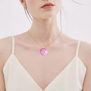 Healing Magic Wand Gift Energy Pink Crystal Necklace Heart Pendant Gem Jade