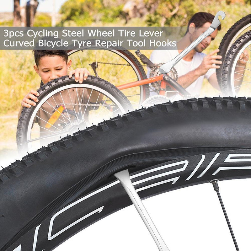 3pcs Cycling Steel Wheel Tire Lever Curved Bicycle Tyre Repair Tool Hooks