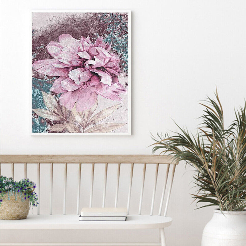 Pink Flower Oil Paint By Numbers Canvas DIY Picture Coloring Drawing for Ad