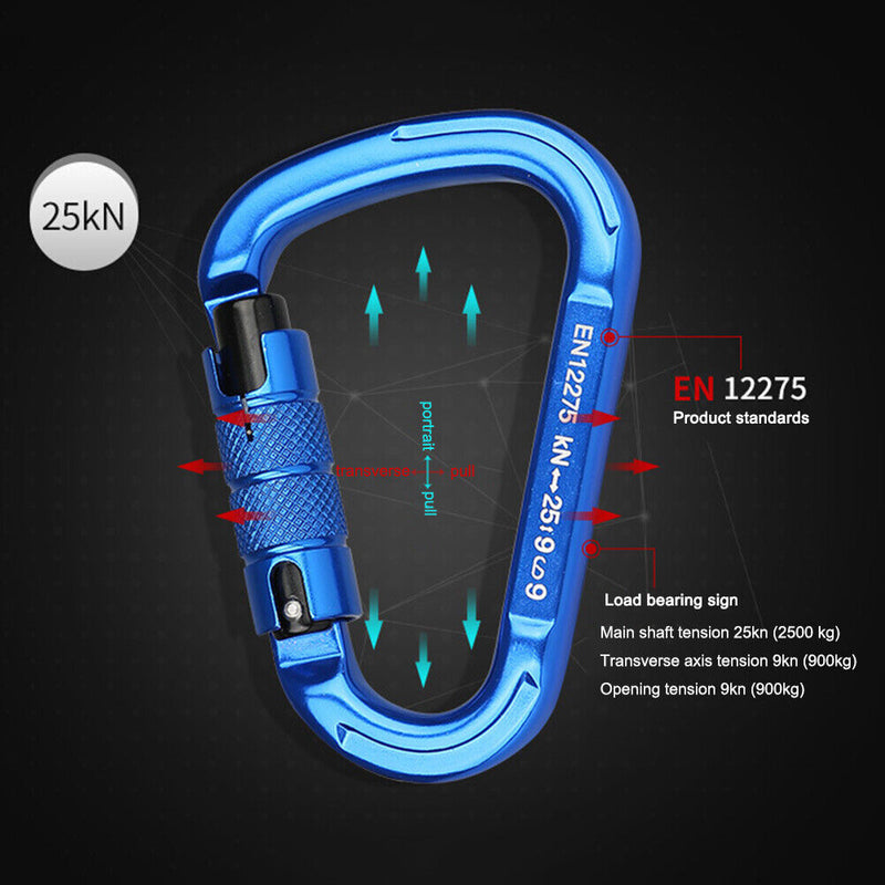 25KN Safety Auto Master Fast Lock Carabiner Outdoor Rock Climbing Hanging Buc