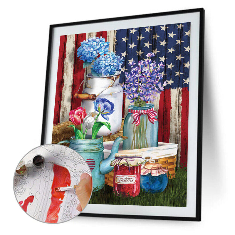 Flower Oil Paint By Numbers DIY Handpainted on Canvas Wall Art Picture Unframed