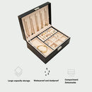 Jewelry Velvet Box with Lock Travel Earring Organizer Storage Case (Black)