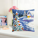Snow Scene Stamped DIY Cross Stitch Throw Pillowcase 6CT Kit for Car Office Sofa