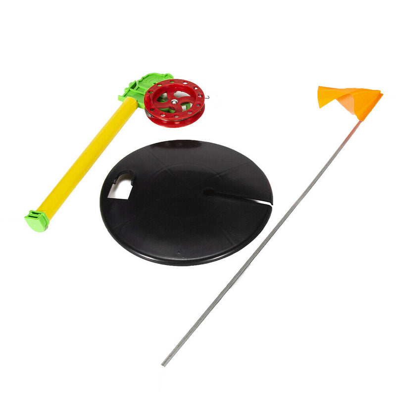 2pcs Portable Fishing Flag Winter Ice Fish Pole Wheel Fishing Tackle with Hook