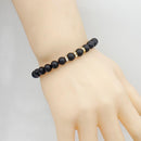 Fashion Unisex Women Men Rhinestone Charm Matte Bead Bangle Strand Bracelet