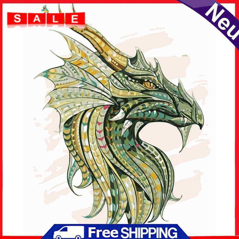 DIY Digital Oil Painting By Numbers Green Dragon Picture Room Decoration 40x50cm
