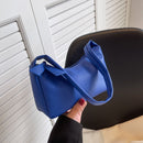 Retro Women Shoulder Bags Female PU Leather Underarm Totes Handbag (Blue)
