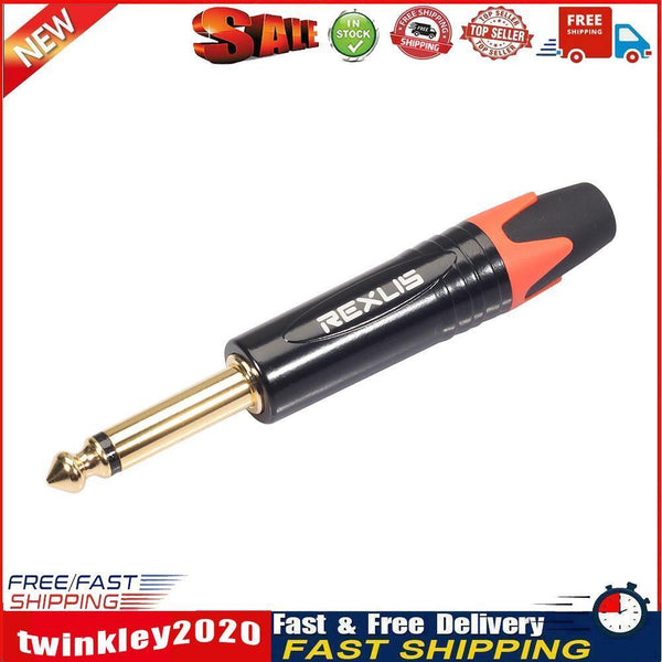 6.35mm Mono Male Plug Connector DIY Soldering Plug for Microphone (Red) Newly