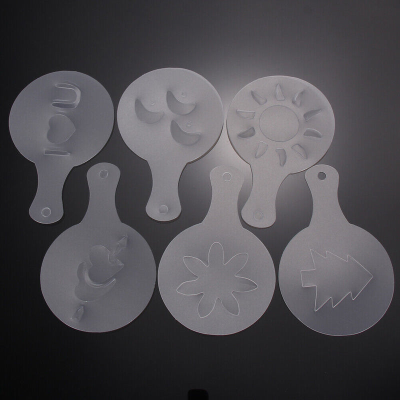 16 Coffee Machine Barista Stencils Template Strew Flowers Pad Duster Spray