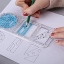 Multifunctional Geometric Drawing Ruler Rotatable Art Design Template (C) Newly