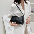 Retro Women PU Leather Solid Color Alligator Pattern Small Underarm Shoulder Bag