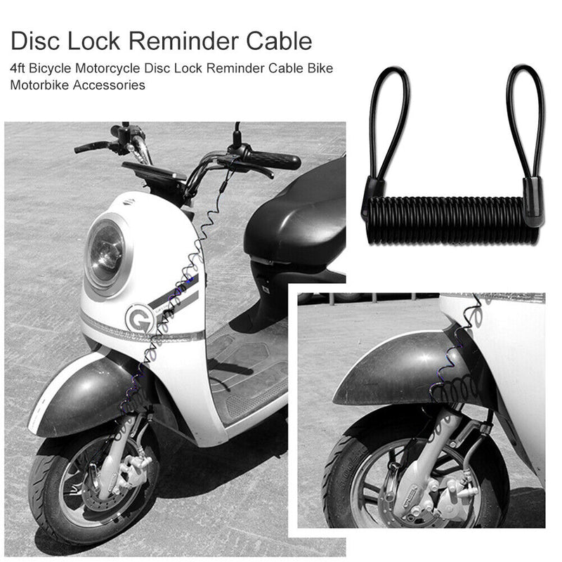4 Feet Dual Loop Bicycle Motorcycle Disc Lock Reminder Cable Bike Accessorie