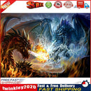 5D DIY Full Drill Square Diamond Painting 2 Dragons Duel Cross Stitch Kit Newly