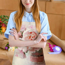 Pink Flower Print Apron Waterproof Cooking Bibs Kitchen Pinafore (82x68cm)