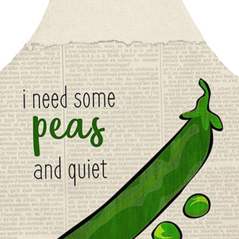 Pea Printed Women Kitchen Aprons Waterproof Linen Oil-proof Apron (82x68cm)