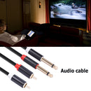 2 RCA Male to Dual 6.35 Jack Male Audio Cable Mixer Amplifier Adapter Cord