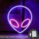 LED Alien Neon Signs Light Wall Decor Art for Bedroom Halloween (Blue Pink)