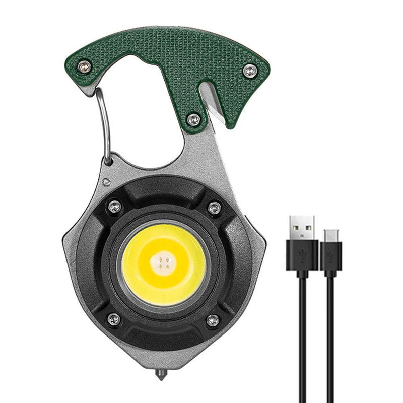 Multifunction COB Flashlight Camping Mini Screwdriver Keychain Lamp (Army Gre