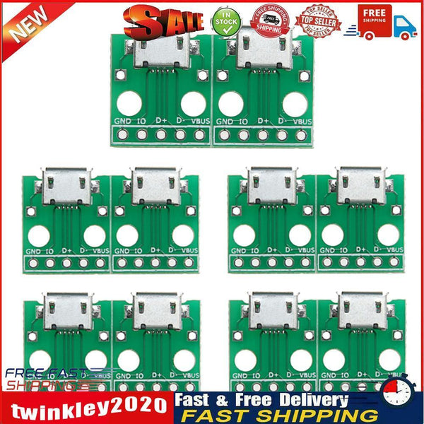 10pcs MICRO USB to DIP Adapter 5pin female connector B type pcb converter Newly