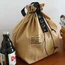 Canvas Insulation Bag Industrial Style Drawstring Lunch Box Pouch (Yellow) Newly