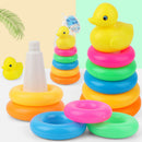 Early Educational Rainbow Tower Stack Circle Duck Ring Puzzle Pyramid (A) Newly